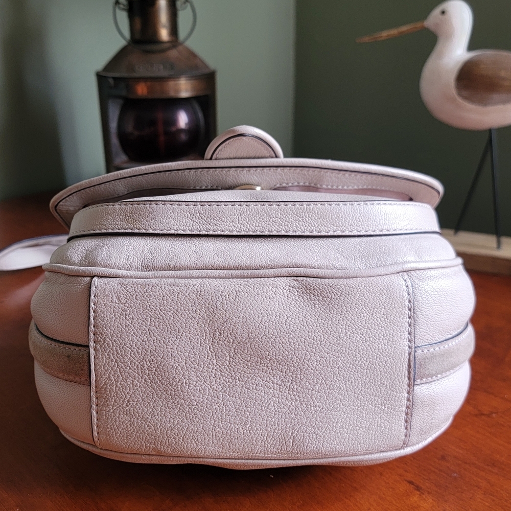 Kate Spade Hunts Place Marsi Taupe Leather Suede Saddle Crossbody Bag - Picture 8 of 16